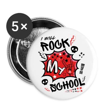 I Will Rock My School Kita Abgang - Buttons large 2.2''/56 mm (5-pack) - white - Front