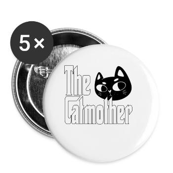 Maman chat La mère chat folle Chat Mère Kitty Maman - Lot de 5 grands badges (56 mm) - blanc - Devant