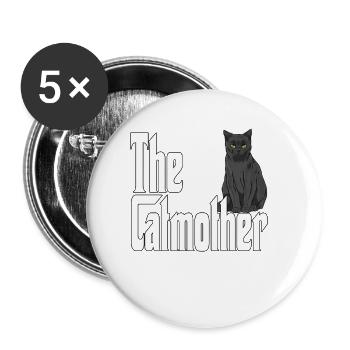 Maman chat La mère chat folle Chat Mère Kitty Maman - Lot de 5 grands badges (56 mm) - blanc - Devant