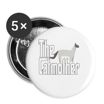 Maman chat La mère chat folle Chat Mère Kitty Maman - Lot de 5 grands badges (56 mm) - blanc - Devant