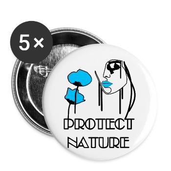 Protect Nature - Blue Poppy and Bee Portrait - Buttons large 2.2''/56 mm (5-pack) - white - Front
