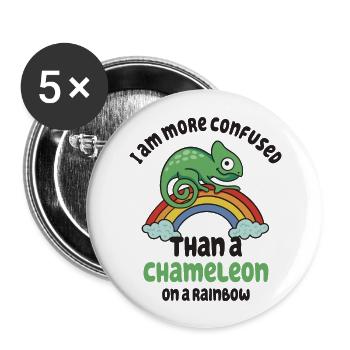 Ich Bin Verwirrter Als Ein Chamäleon - Buttons groß 56 mm (5er Pack) - Weiß - Vorne