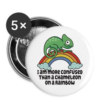 Ich Bin Verwirrter Als Ein Chamäleon - Buttons groß 56 mm (5er Pack) - Weiß - Vorne