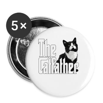 Chat Père Le Catfather Chat Fou Papa Papa - Lot de 5 grands badges (56 mm) - blanc - Devant