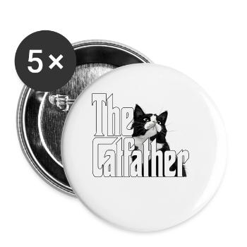 Cat Father The Catfather Crazy Cat Dad Dad - Buttons large 2.2''/56 mm (5-pack) - white - Front