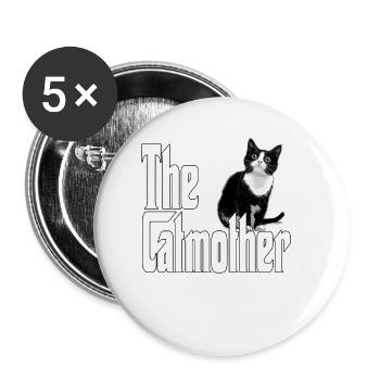 Katze Mutter La Catmother Chat Crazy Maman Maman - Lot de 5 grands badges (56 mm) - blanc - Devant