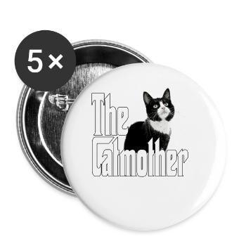 Katze Mutter La Catmother Chat Crazy Maman Maman - Lot de 5 grands badges (56 mm) - blanc - Devant