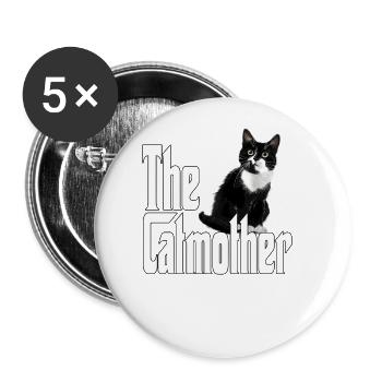 Katze Mutter La Catmother Chat Crazy Maman Maman - Lot de 5 grands badges (56 mm) - blanc - Devant