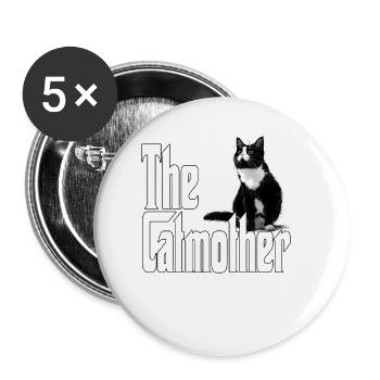 Katze Mutter La Catmother Chat Crazy Maman Maman - Lot de 5 grands badges (56 mm) - blanc - Devant