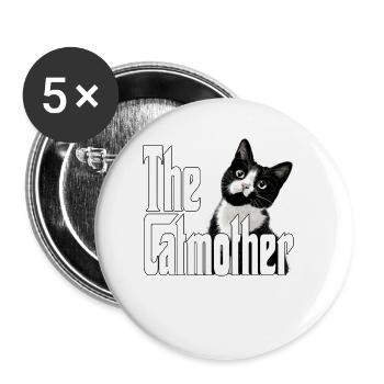 Katze Mutter The Catmother Crazy Cat Mom Mama - Buttons large 2.2''/56 mm (5-pack) - white - Front