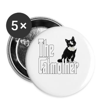 Katze Mutter La Catmother Chat Crazy Maman Maman - Lot de 5 grands badges (56 mm) - blanc - Devant