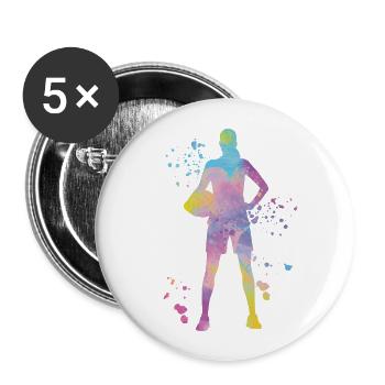 Volleyballspieler Kinder Beachvolleyball - Buttons groß 56 mm (5er Pack) - Weiß - Vorne