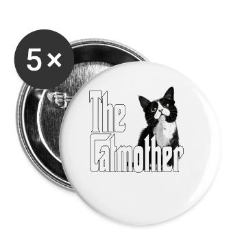 Katze Mutter The Catmother Crazy Cat Mom Mama - Buttons large 2.2''/56 mm (5-pack) - white - Front