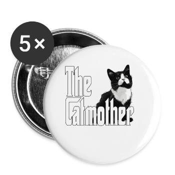 Katze Mutter La Catmother Chat Crazy Maman Maman - Lot de 5 grands badges (56 mm) - blanc - Devant