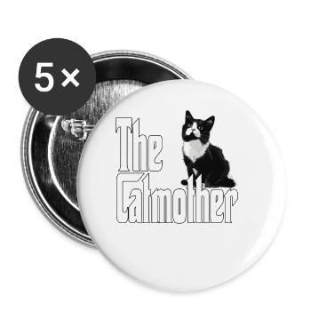 Katze Mutter The Catmother Crazy Cat Mom Mama - Buttons large 2.2''/56 mm (5-pack) - white - Front
