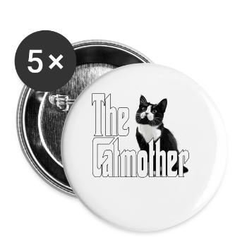 Katze Mutter La Catmother Chat Crazy Maman Maman - Lot de 5 grands badges (56 mm) - blanc - Devant