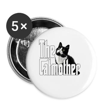 Katze Mutter The Catmother Crazy Cat Mom Mama - Buttons large 2.2''/56 mm (5-pack) - white - Front