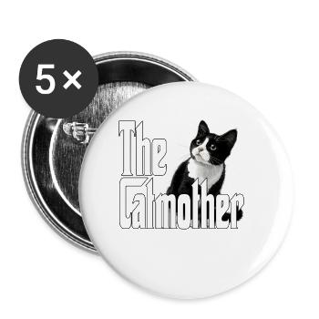 Katze Mutter La Catmother Chat Crazy Maman Maman - Lot de 5 grands badges (56 mm) - blanc - Devant
