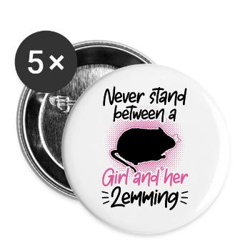 Lemming Vole Girl with Lemming - Buttons large 2.2''/56 mm (5-pack) - white - Front
