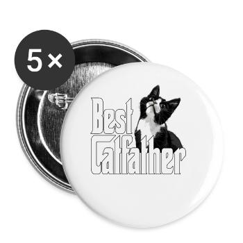 Cat Dad Best Catfather Ever Crazy Cat Father Kitty - Buttons groß 56 mm (5er Pack) - Weiß - Vorne