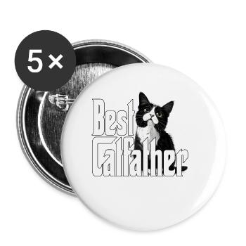 Cat Dad Best Catfather Ever Crazy Cat Father Kitty - Buttons groß 56 mm (5er Pack) - Weiß - Vorne