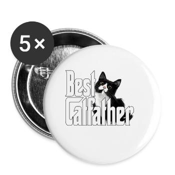 Cat Dad Best Catfather Ever Crazy Cat Father Kitty - Buttons groß 56 mm (5er Pack) - Weiß - Vorne