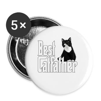 Chat Papa Meilleur Catfather Jamais Fou Chat Père Kitty - Lot de 5 grands badges (56 mm) - blanc - Devant