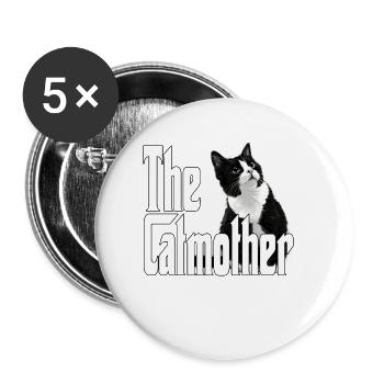 Chat Maman La Catmère Chat Folle Chat Mère Kitty Maman - Lot de 5 grands badges (56 mm) - blanc - Devant