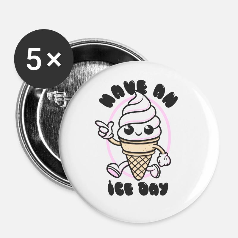 Have an Ice Day - Sweet Ice Cream Mascot - Buttons large 2.2''/56 mm (5-pack) - white