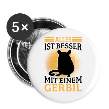 Tout va mieux avec Gerbille Rongeur Gerbille - Lot de 5 grands badges (56 mm) - blanc - Devant