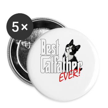 Chat Papa Meilleur Catfather Jamais Fou Chat Père Kitty - Lot de 5 grands badges (56 mm) - blanc - Devant