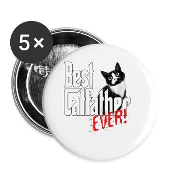 Chat Papa Meilleur Catfather Jamais Fou Chat Père Kitty - Lot de 5 grands badges (56 mm) - blanc - Devant