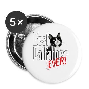 Chat Papa Meilleur Catfather Jamais Fou Chat Père Kitty - Lot de 5 grands badges (56 mm) - blanc - Devant