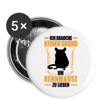 Gerbil keinen Grund Nagetier Rennmaus - Buttons groß 56 mm (5er Pack) - Weiß - Vorne