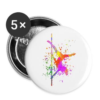 Pole Dance Bar Fitness Femmes Pole Dance - Lot de 5 grands badges (56 mm) - blanc - Devant