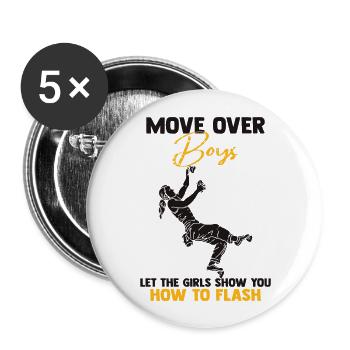 Macht Platz Jungs Boulderer Bouldern - Buttons groß 56 mm (5er Pack) - Weiß - Vorne