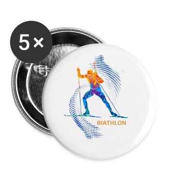 Biathlon Athlete Sport Sport Winter Sports - Buttons large 2.2''/56 mm (5-pack) - white - Front