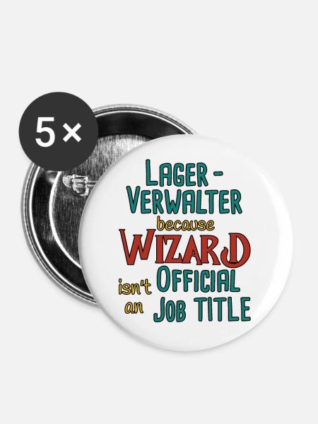 Lagerverwalter Wizard - Buttons groß 56 mm (5er Pack) - Weiß
