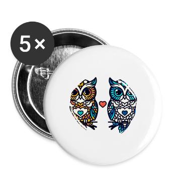 Hiboux mon hibou de la Saint-Valentin - Lot de 5 grands badges (56 mm) - blanc - Devant