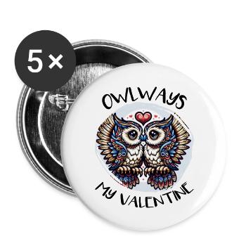Hiboux mon hibou de la Saint-Valentin - Lot de 5 grands badges (56 mm) - blanc - Devant