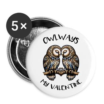 Hiboux mon hibou de la Saint-Valentin - Lot de 5 grands badges (56 mm) - blanc - Devant