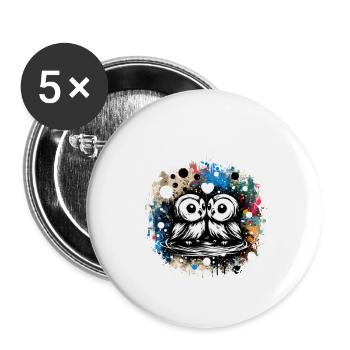 Hiboux mon hibou de la Saint-Valentin - Lot de 5 grands badges (56 mm) - blanc - Devant