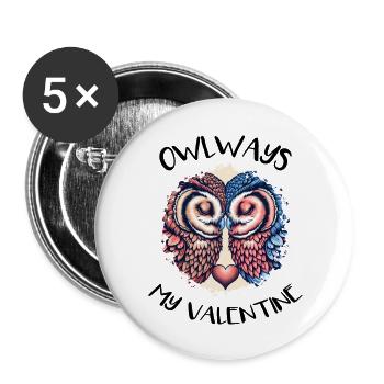 Hiboux mon hibou de la Saint-Valentin - Lot de 5 grands badges (56 mm) - blanc - Devant