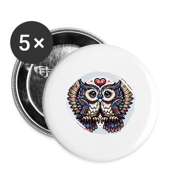 Hiboux mon hibou de la Saint-Valentin - Lot de 5 grands badges (56 mm) - blanc - Devant