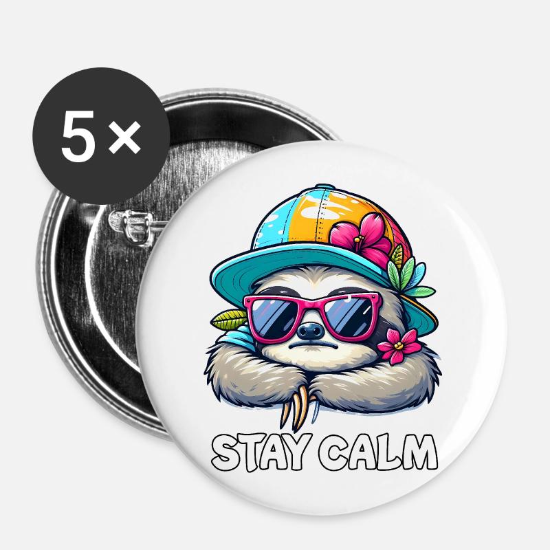 Sloth - Buttons large 2.2''/56 mm (5-pack) - white