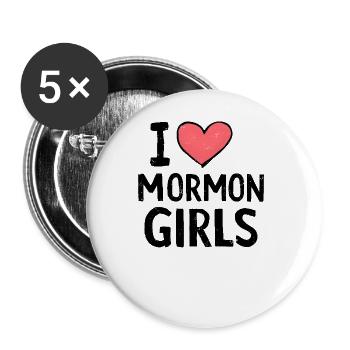 J’adore les filles mormones - Lot de 5 grands badges (56 mm) - blanc - Devant