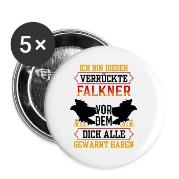 Dieser verrückte Falkner Beizjagd Falknerei - Buttons groß 56 mm (5er Pack) - Weiß - Vorne