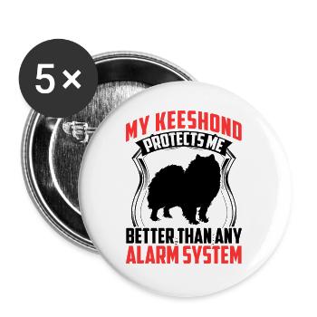 Wolfsspitz beschützt mich besser Keeshond - Buttons groß 56 mm (5er Pack) - Weiß - Vorne
