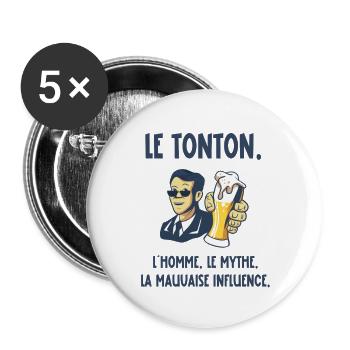 le tonton - Lot de 5 grands badges (56 mm) - blanc - Devant