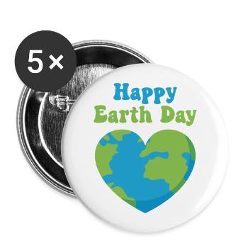 Happy Earth Day - Buttons large 2.2''/56 mm (5-pack) - white - Front